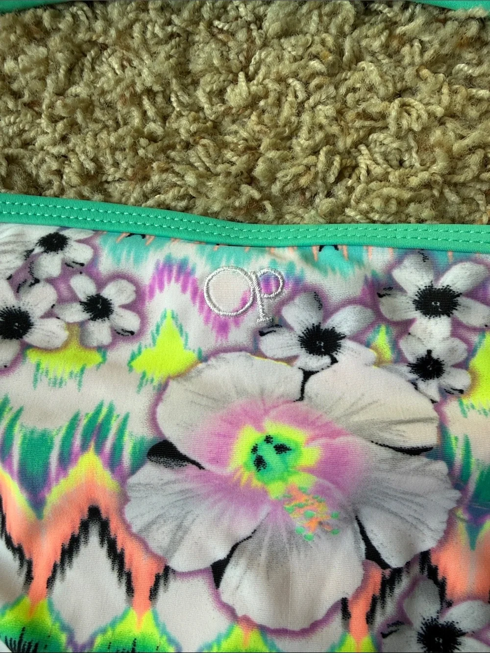 OP Women’s Floral Aztec Bikini in Coral & Mint